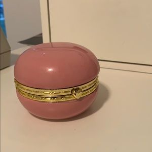 Macaron shaped trinket jewelry box - blush color